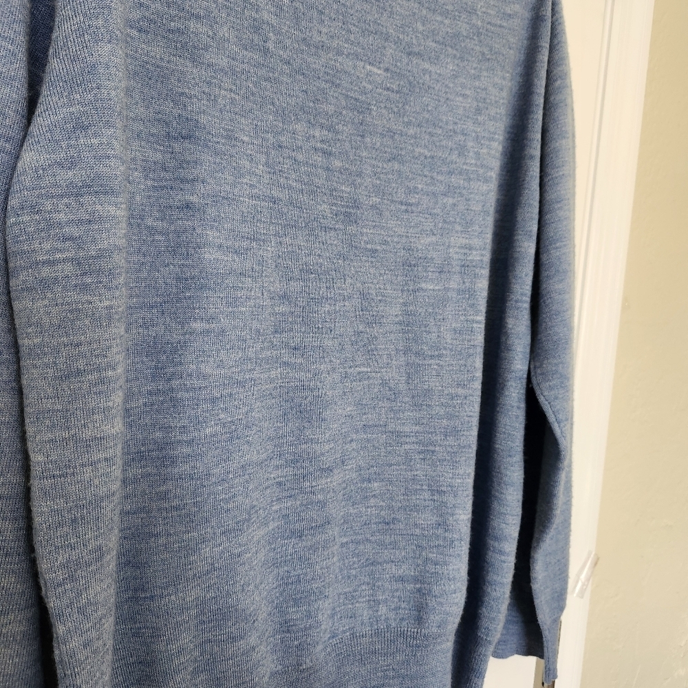 Jos A Bank Merino Wool Quarter Zip Sweater Mens XL Blue - Picture 4 of 9